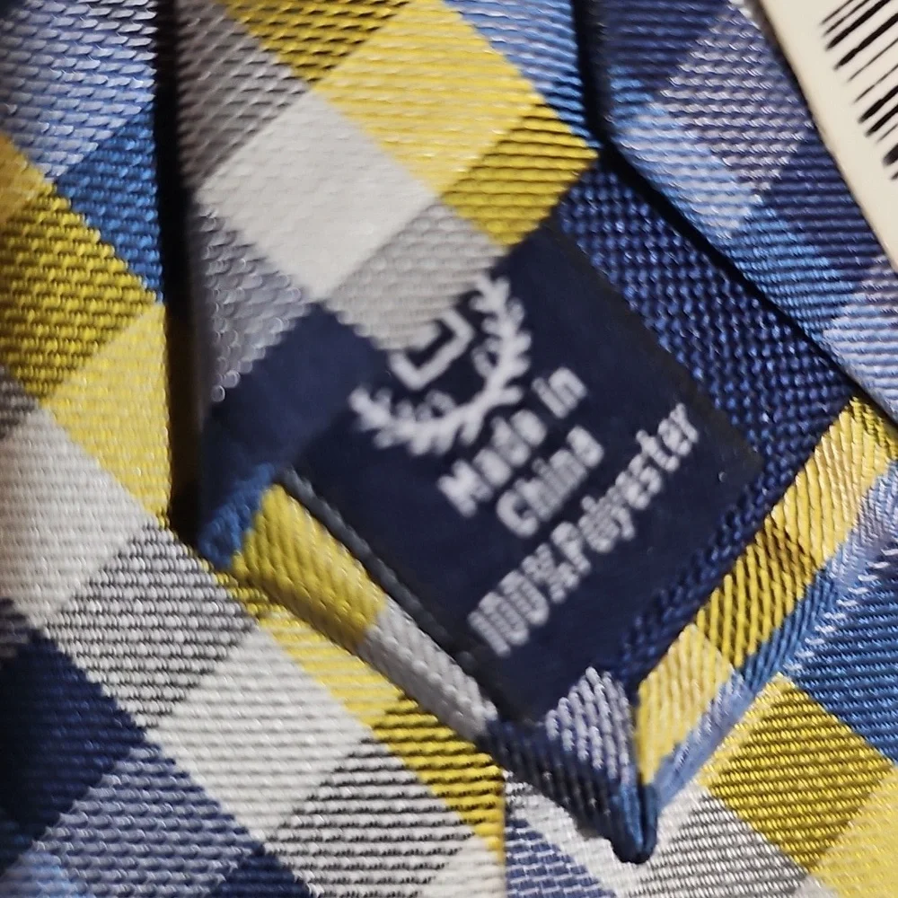 Chaps Boys Blue Yellow Patterned Clip Necktie New